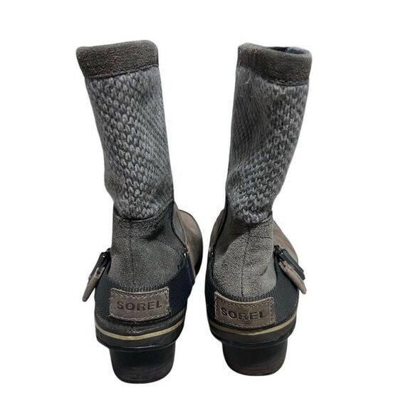 Sorel Brown Slim Shortie Boot Women Sz 9 Gray Waterproof Rubber Leather - Picture 4 of 10